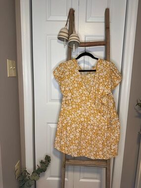 Skies Are Blue Yellow Floral Wrap Blouse
